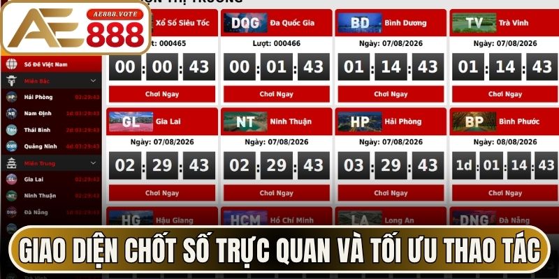 Giao diện chốt số trực quan và tối ưu mọi thao tác